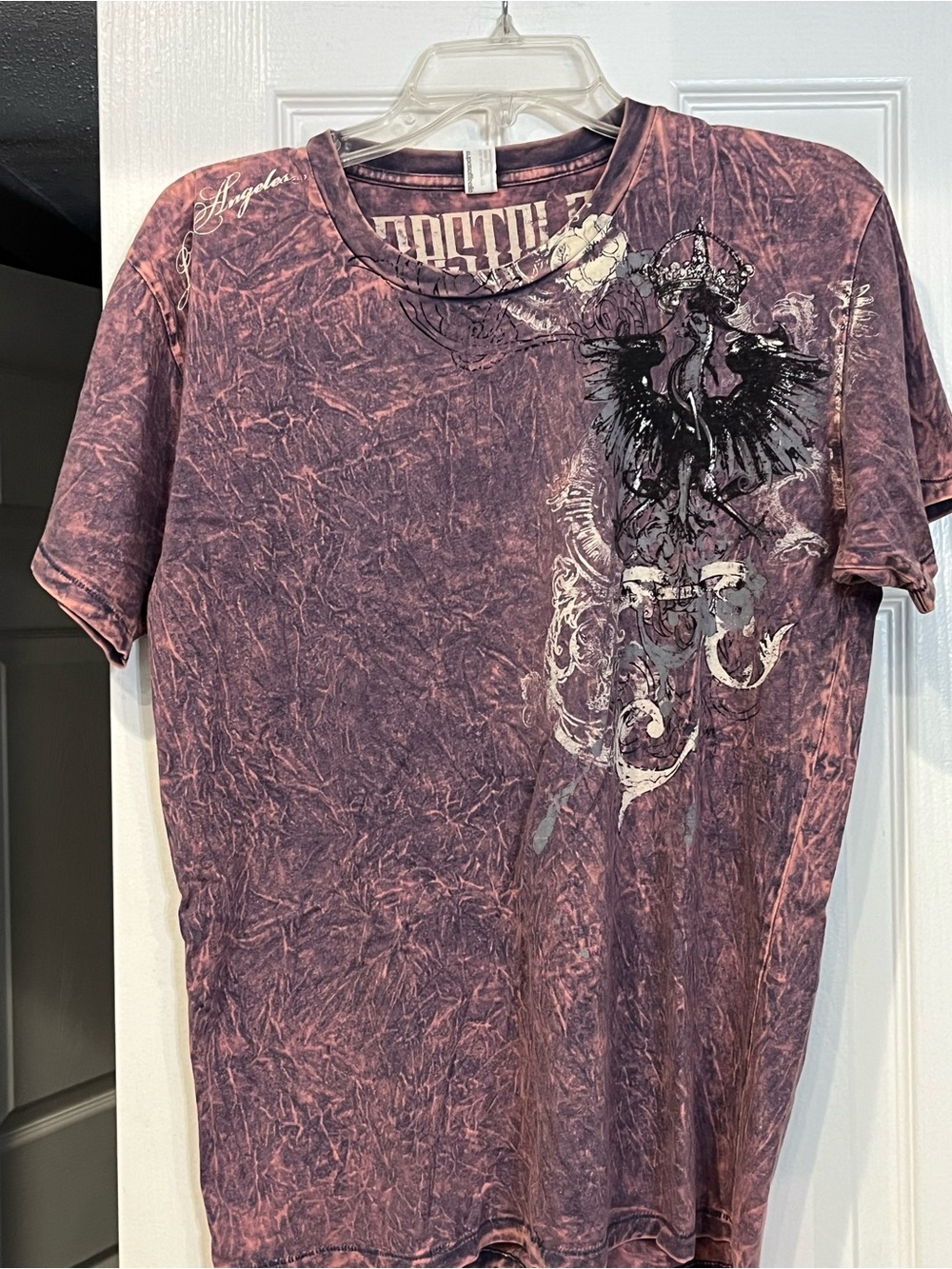 Affliction Style Eagle with Crown & Los Angeles signature T-Shirt in Plum color